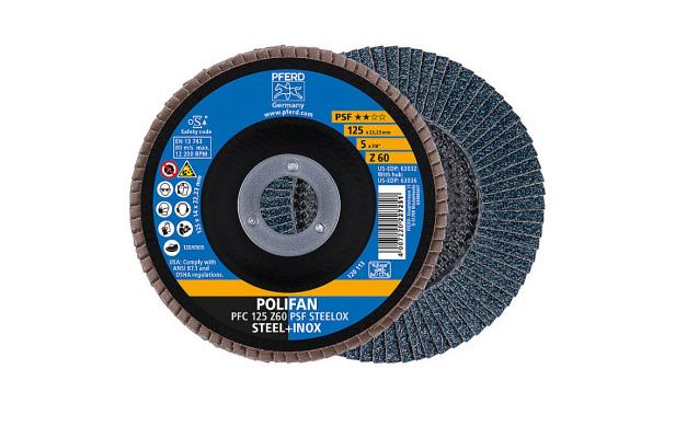 Круг шліфувальний пелюстковий PFERD PFС 125 Z60 PSF STEELOX для обробки нержавіючої сталі (67766125) - фото 3 Круг шліфувальний пелюстковий PFERD PFС 125 Z60 PSF STEELOX для обробки нержавіючої сталі (67766125) - фото 3