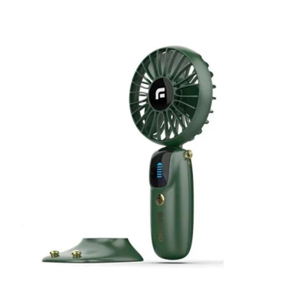 Вентилятор мини портативный Portable Fan PF-07 USB с подставкой аккумуляторный с LED-дисплеем 5 скоростей Зеленый (SS-93)