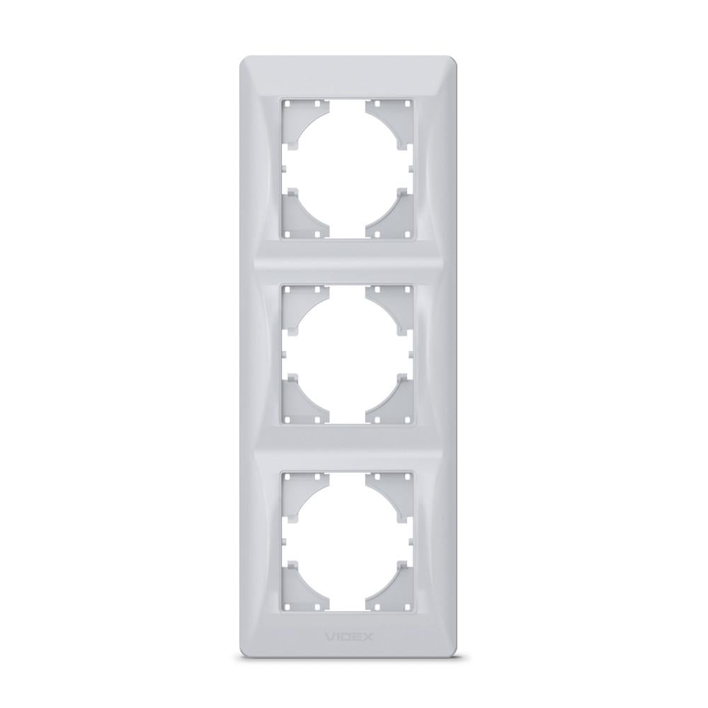 Рамка Videx BINERA 3-постовая вертикальная Серебряный шелк (12588)