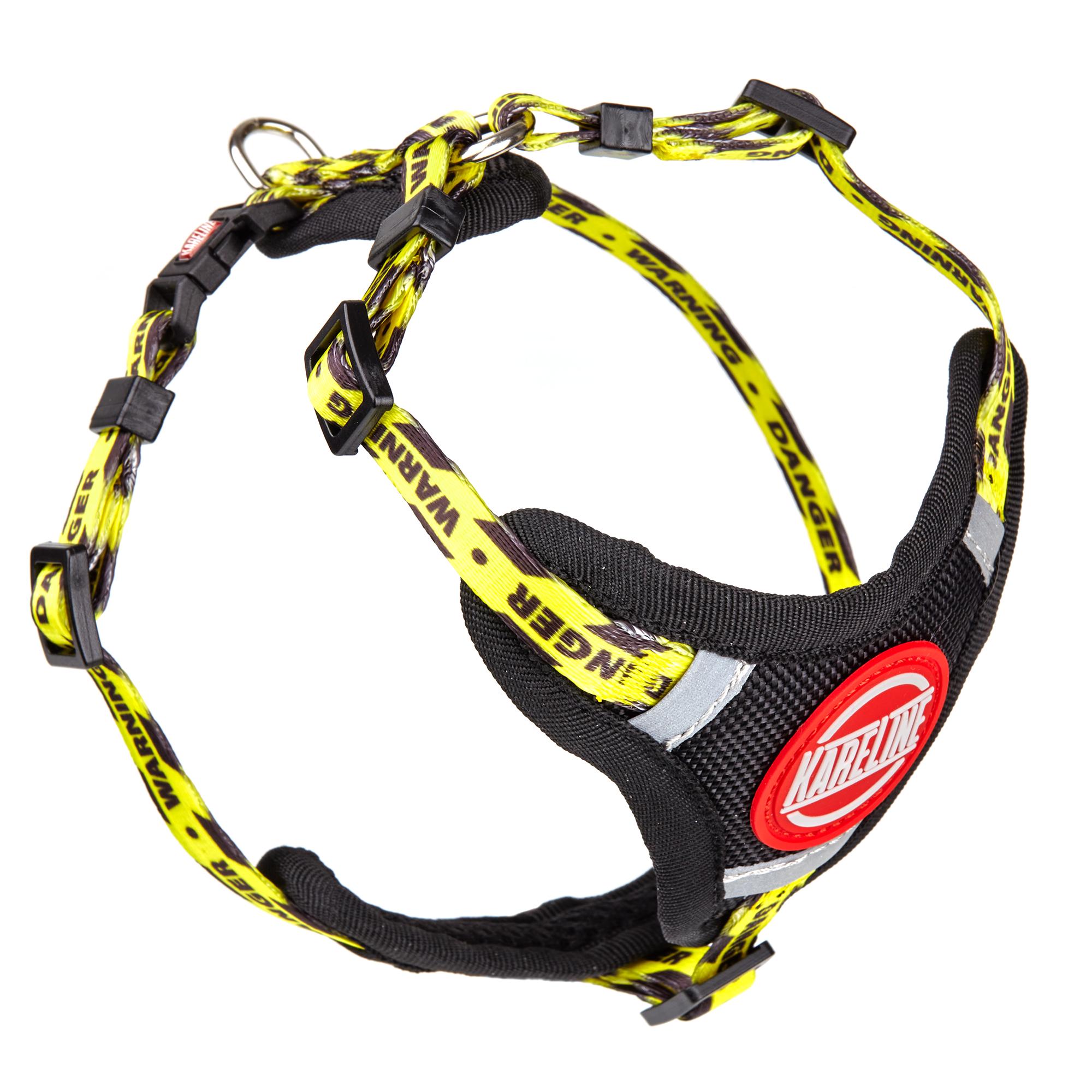 Шлея KareLine WARNING из нейлона с узором логотипом и пластиковой пряжкой 25 мм А 500-660 мм В 660-900 мм (0889/4)