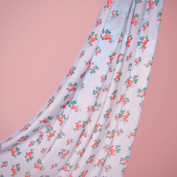 Ткань шифон IDEIA Принт Роза 1,45 м Голубо-серый (2200004219851)