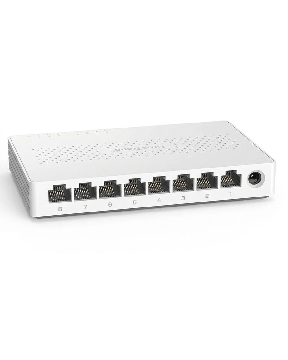 Коммутатор сетевой BrosTrend 8 портов 2,5G Ethernet RJ45 2,5 Гбит/с Plug and Play без вентилятора Белый