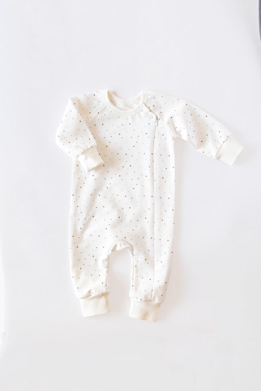 Ромпер для малюка на блискавці Горошок двонитка з начосом 80 см (2749399866)