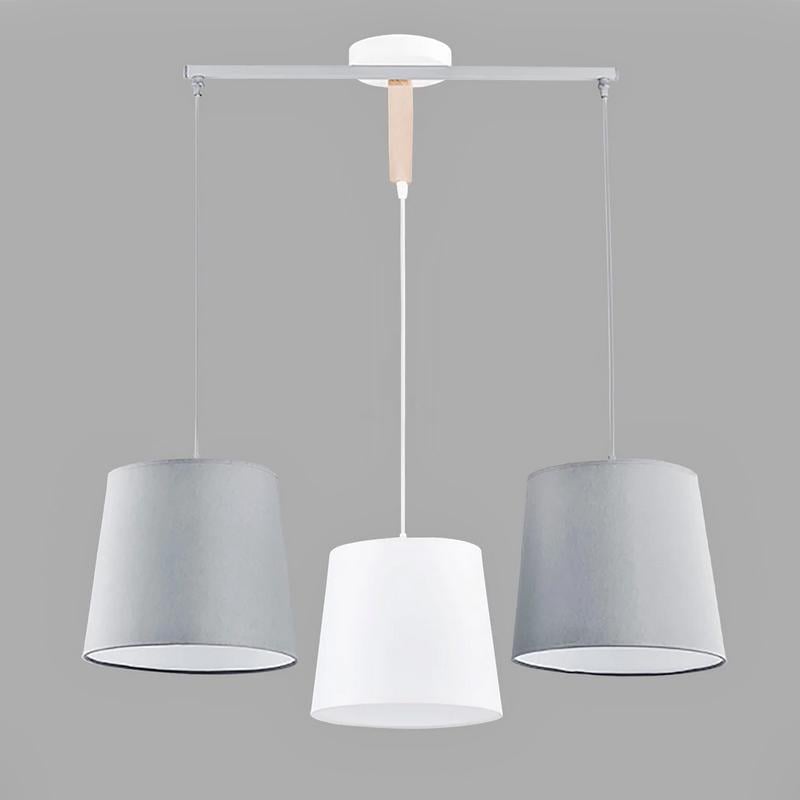 Люстра подвесная Light House NM-14346/3 WT BR WT на три лампы с абажурами Хром