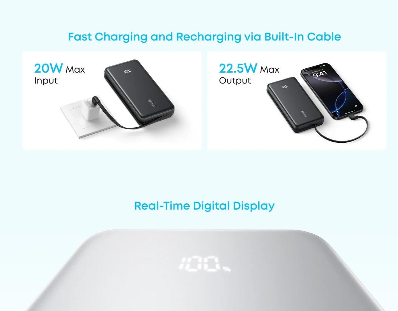 Повербанк Anker Zolo A110E 20000 mAh 22.5 Ват Чорний (30116685) - фото 8