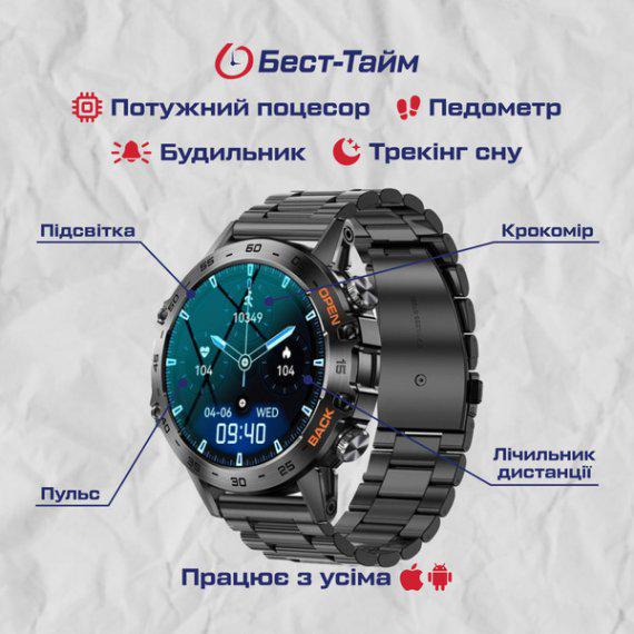 Смарт-годинник UWatch Smart Delta K52 з 2 змінними ремінцями Чорний (110-96-1612) - фото 4