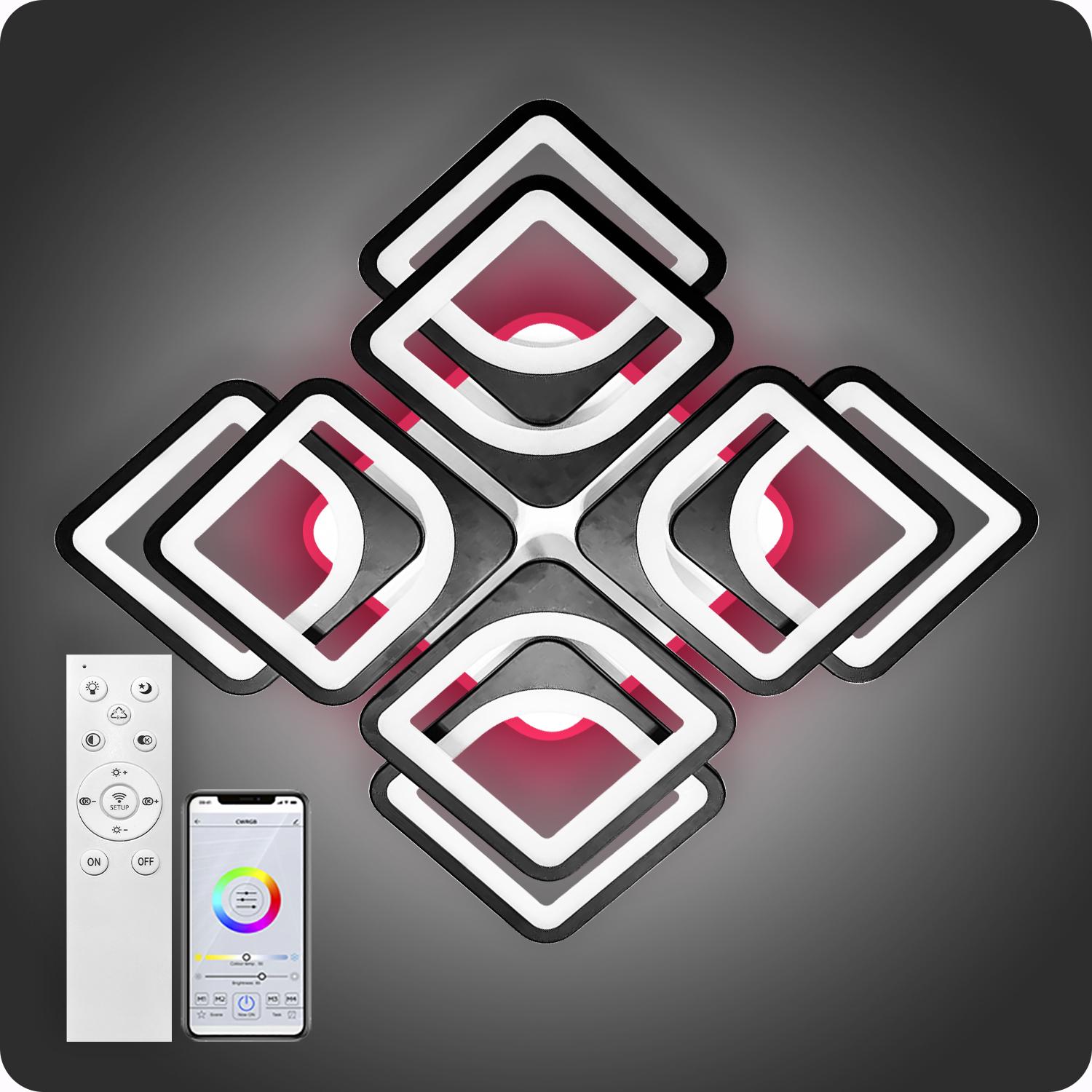 Люстра світлодіодна 517 Light 3color з пультом 192 Вт Чорний (01404) - фото 2