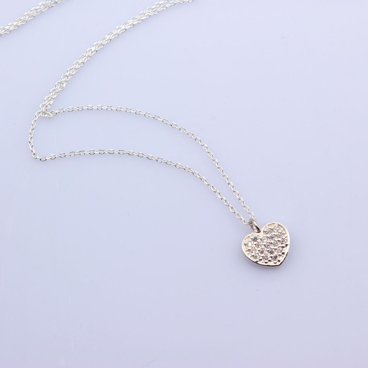 Кольє срібне Серце з фіанітами (092к40)