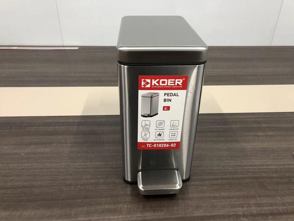 Відро для сміття KOER TC-010206-02 з плавним закриттям прямокутне 6 л Нержавіюча сталь (KR5594) - фото 11 Відро для сміття KOER TC-010206-02 з плавним закриттям прямокутне 6 л Нержавіюча сталь (KR5594) - фото 11