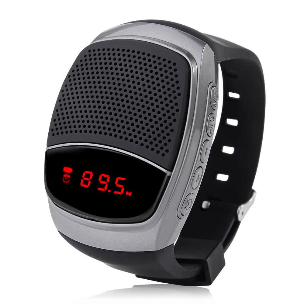 Беспроводная Bluetooth колонка-часы SUNROZ B90 Серебристые (SUN0417)