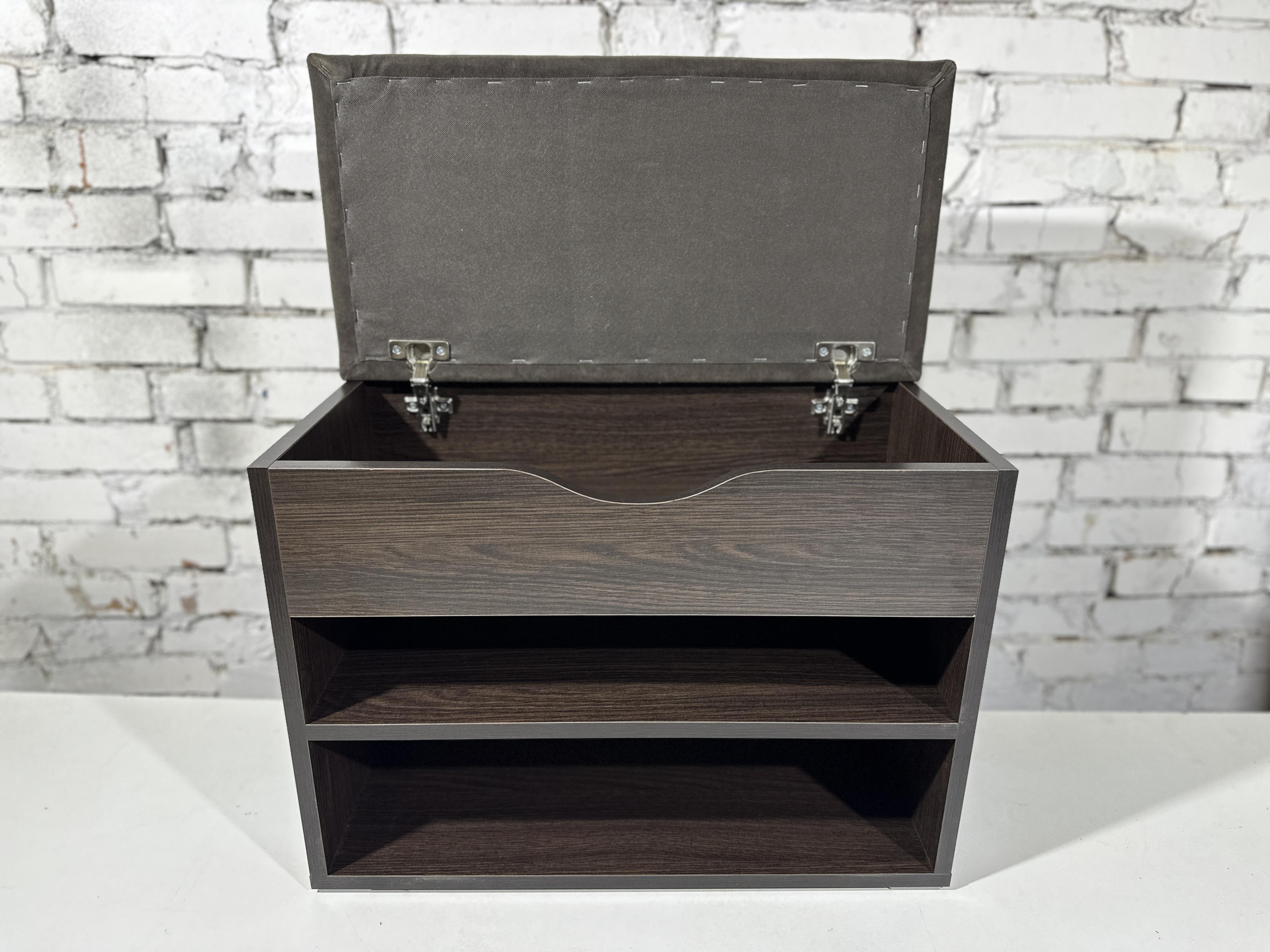 Тумба для обуви ДСП/ткань 30х60х45 см Венге темный/серый - фото 3 Тумба для обуви ДСП/ткань 30х60х45 см Венге темный/серый - фото 3