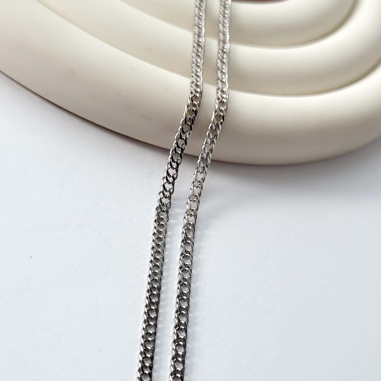 Цепочка плоская ромб серебро 925 пробы родированное 2,50 г 40 см (811р1/40)