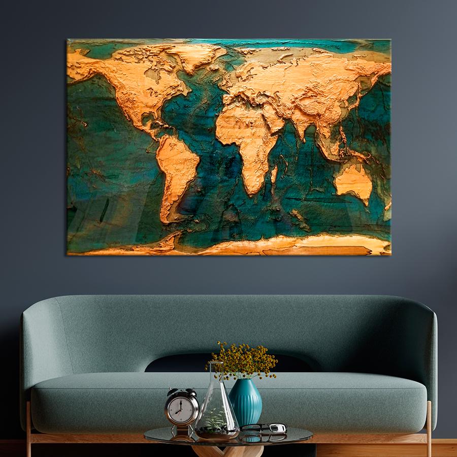 Картина карта Живописная карта мира 120x80 см (A1358-1)
