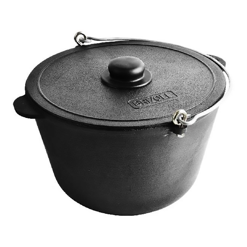 Казан туристический чугунный Brizoll Туризм с крышкой 6 л (MBZ-94015)