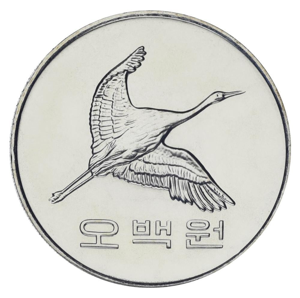 Коллекционная монета Южная Корея 500 вон 2001 UNC Птица-Журавель (М24179)