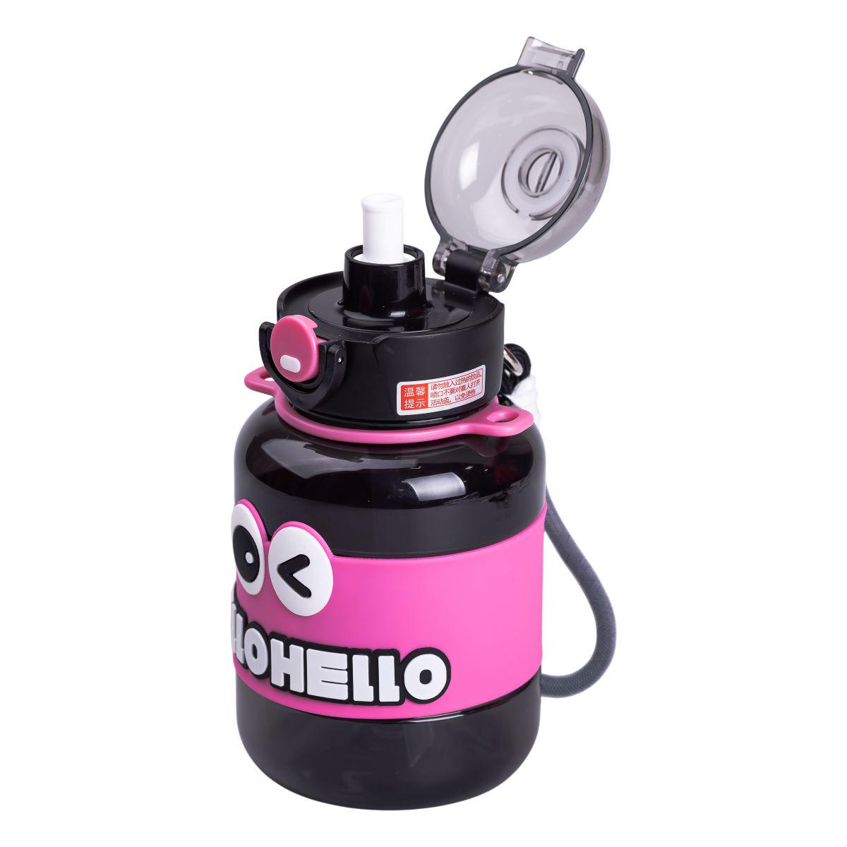 Бутылка для воды детская с трубочкой с ручкой и ремешком 680 мл Черный (6775) - фото 5 Бутылка для воды детская с трубочкой с ручкой и ремешком 680 мл Черный (6775) - фото 5