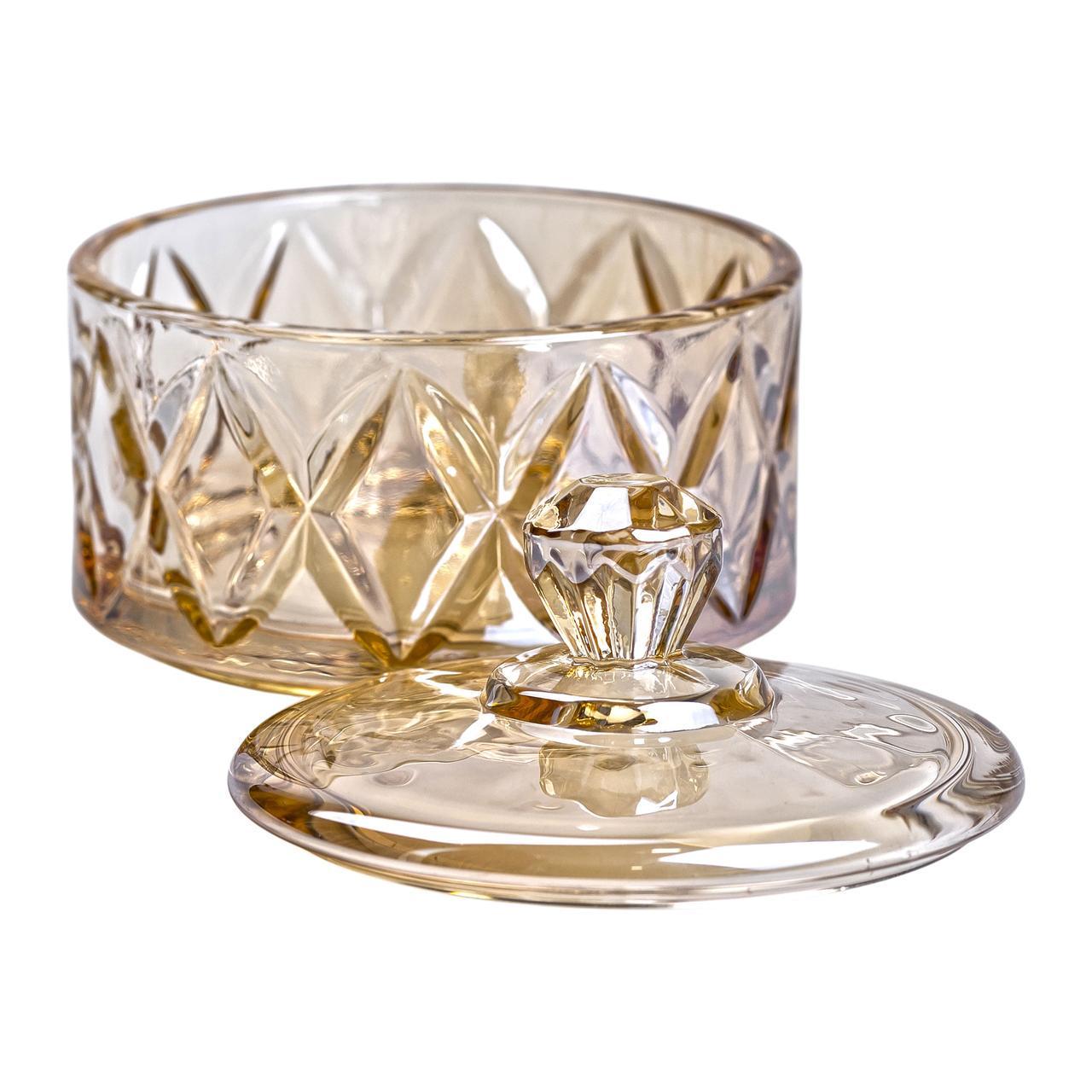 Цукерниця з кришкою скляна HP-YH-21 Ø 10 см Коричневий (A-033624) - фото 4 Цукерниця з кришкою скляна HP-YH-21 Ø 10 см Коричневий (A-033624) - фото 4