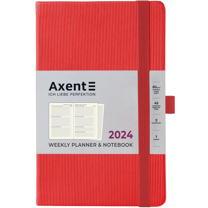 Тижневик 2024 Axent Partner Lines 125х195 мм 96 л Червоний (8515-24-54-A)
