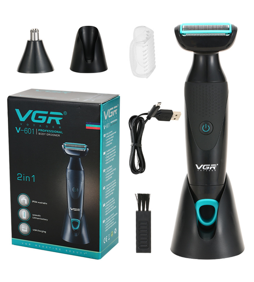 Електробритва-тример VGR 2в1 з підставкою 5V із щіточкою для чищення та зарядним кабелем (VGR-601)