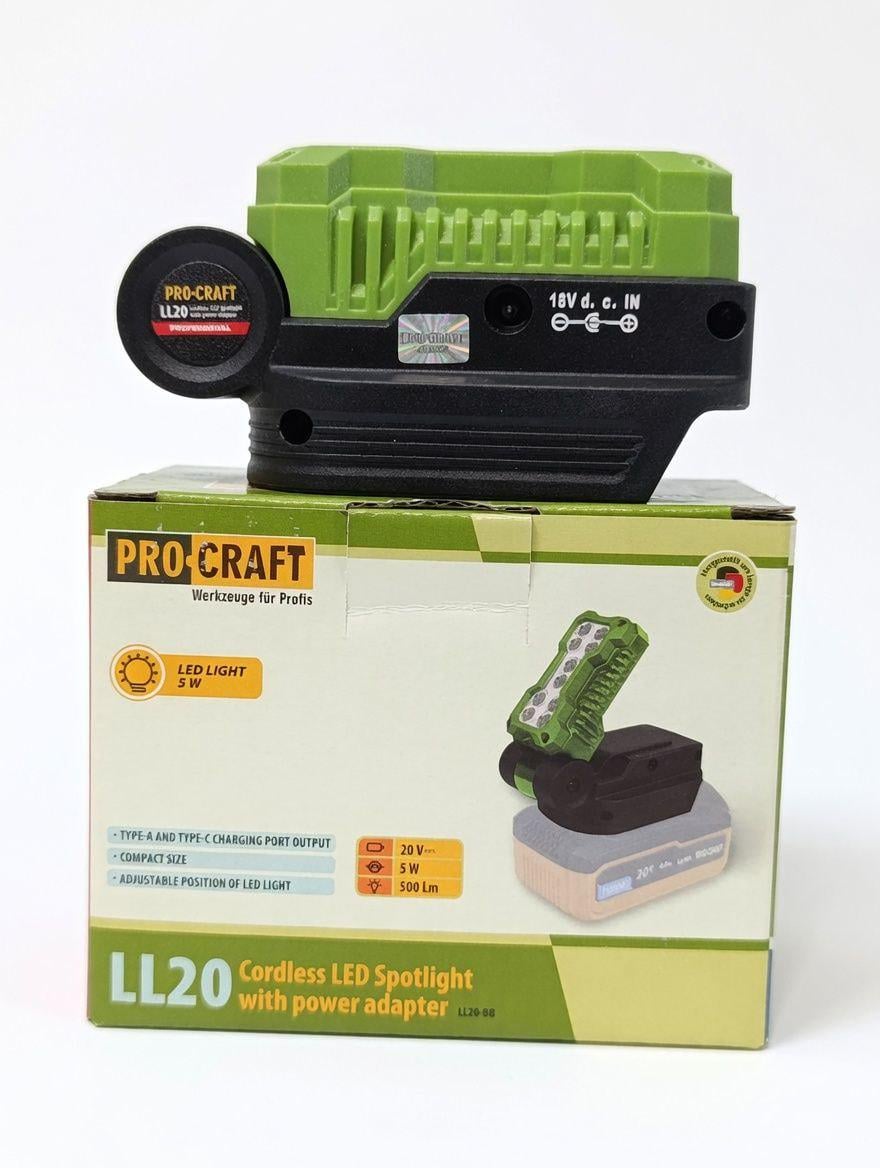 Адаптер и светодиодный прожектор для аккумулятора ProCraft без АКБ LL20
