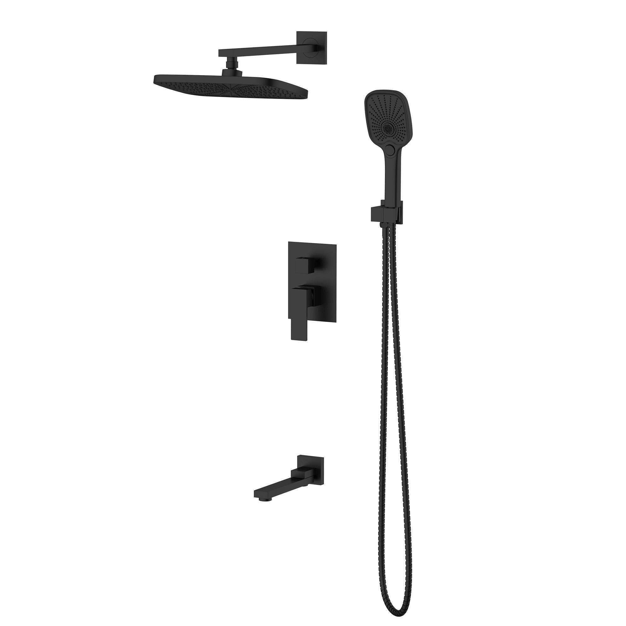 Душевая система Q-tap Gemini QTGEM114BLM45703 скрытого монтажа на три потребителя Black matt (SD00051827)