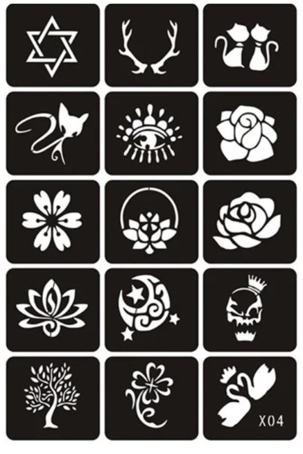 Набір трафаретів для тату X04 (2252957423)