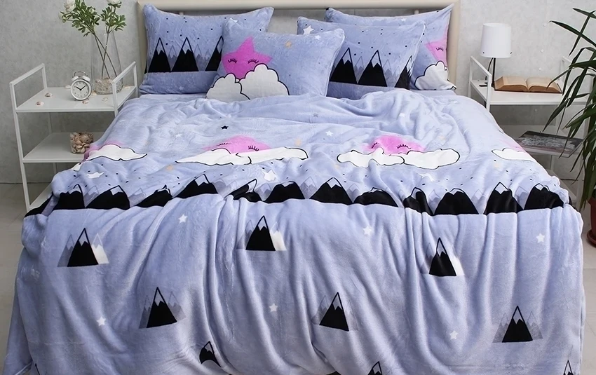 Комплект постільної білизни TAG Tekstil велсофт ALM1916 двоспальний (18773) Комплект постільної білизни TAG Tekstil велсофт ALM1916 двоспальний (18773)