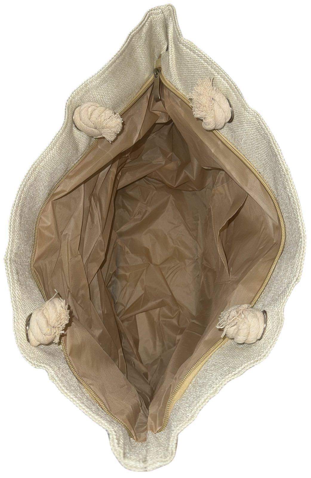 Сумка пляжна жіноча з тканини на блискавці Синій із бежевим (2001) - фото 5 Сумка пляжна жіноча з тканини на блискавці Синій із бежевим (2001) - фото 5