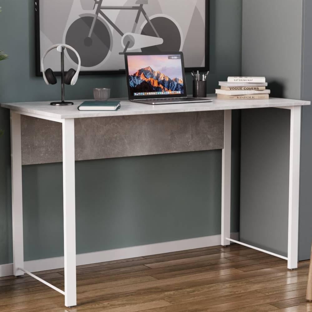 Письмовий стіл Ferrum-decor Курт метал/ДСП 16 мм 75x100x60 см Білий/Бетон (FRD-106616)