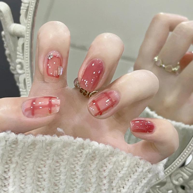 Накладные ногти с прозрачными полосками с клеем 24 шт. Bananahall D571 Розовый (A9750) - фото 2 Накладные ногти с прозрачными полосками с клеем 24 шт. Bananahall D571 Розовый (A9750) - фото 2