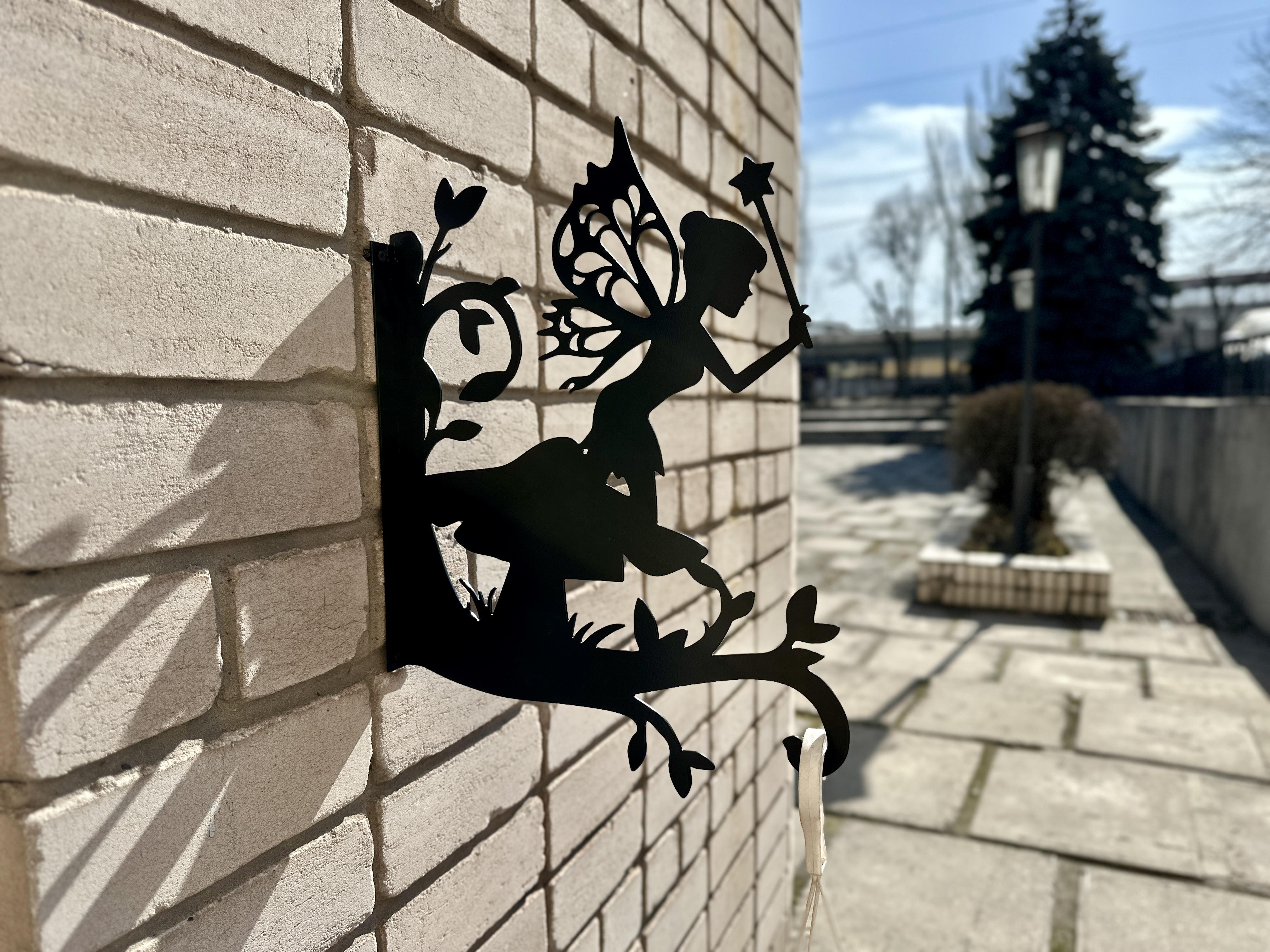 Кронштейн Фея с палочкой для кашпо с цветами метал Черный (М005) - фото 3