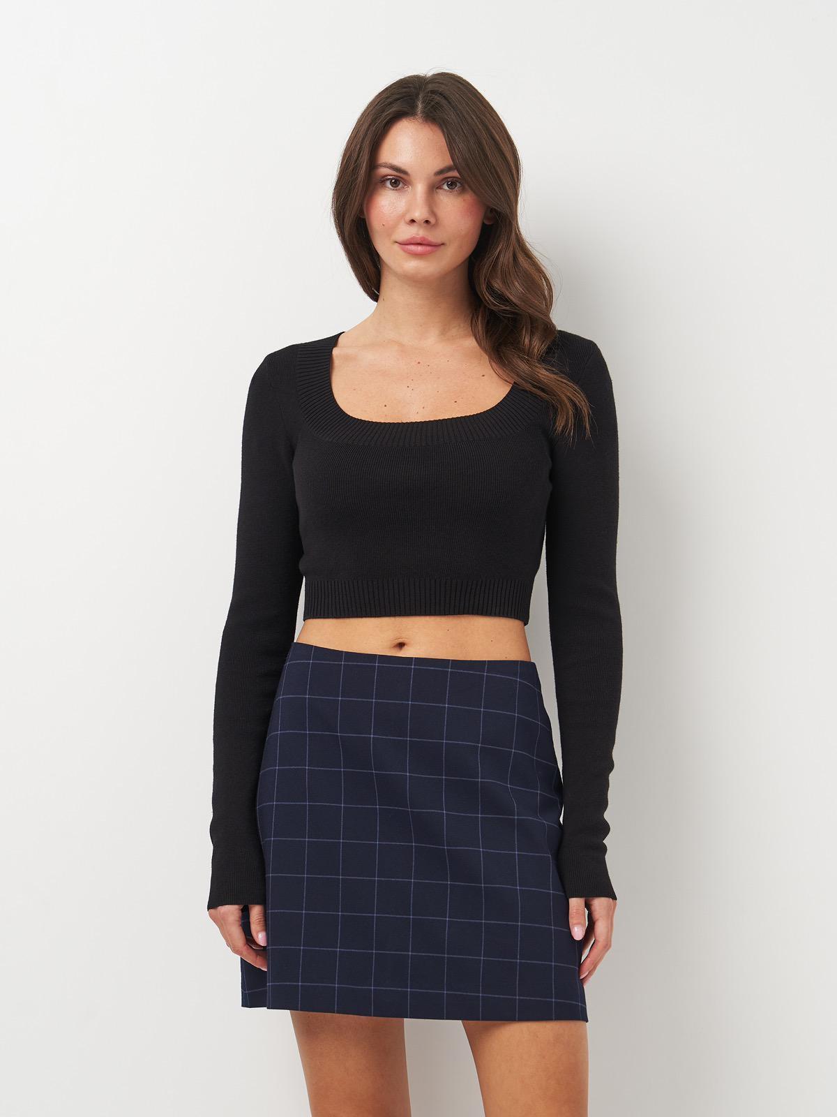 Топ вязаный с длинным рукавом S Черный (1658803wer)