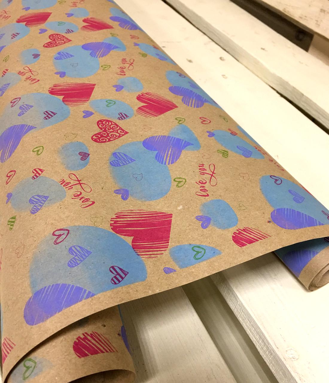 Крафт-бумага подарочная LOVE&HOME Love you 0,7х1 м 70 г/м2 (1PAPPR73)