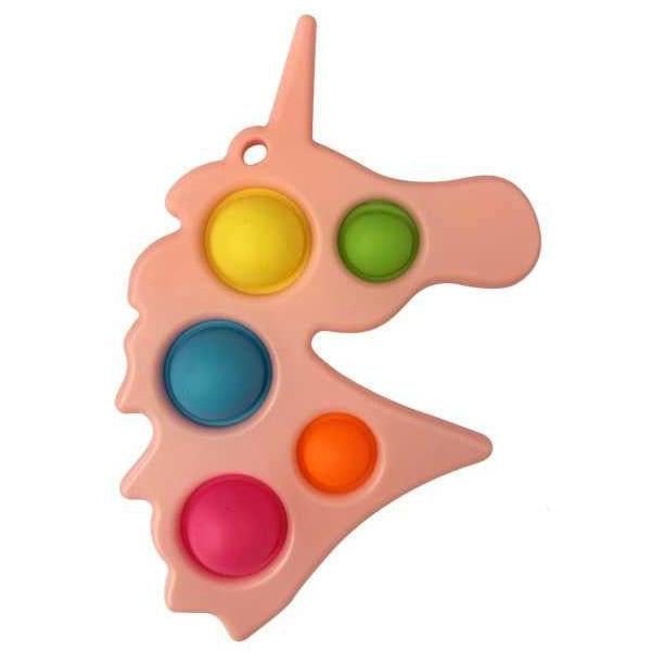 Антистресс игрушка Simple Dimple Pop It Розовый Единорог с карабином 5 пупырок