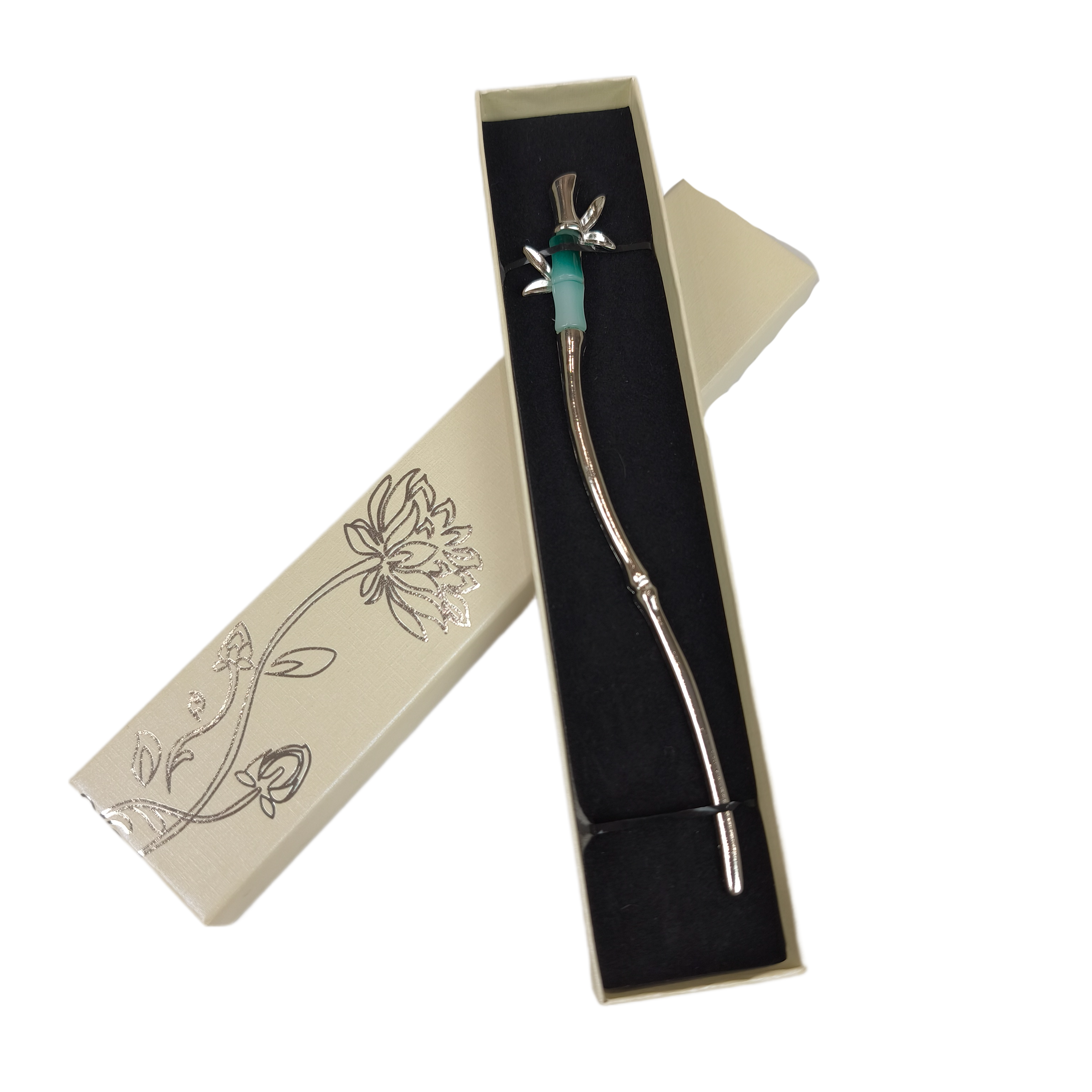 Шпилька-палочка для закрепления волос китайский стиль металлическая в подарочной упаковке Серебристый (R8095)