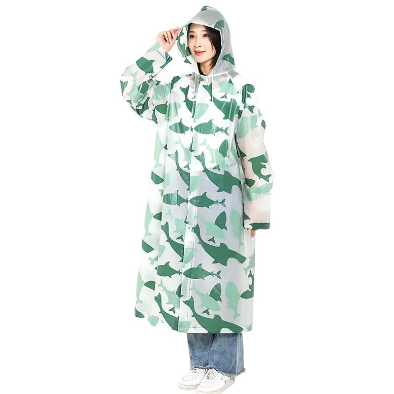 Дощовик-плащ багаторазовий Акули на кнопках з капюшоном універсальний Зелений (CH-862W) - фото 1 Дощовик-плащ багаторазовий Акули на кнопках з капюшоном універсальний Зелений (CH-862W) - фото 1