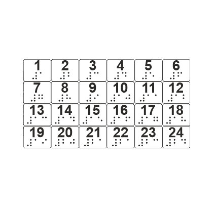 Наклейка тактильная со шрифтом Брайля с цифрами 1-24 25х20 мм Прозрачный (33692511)