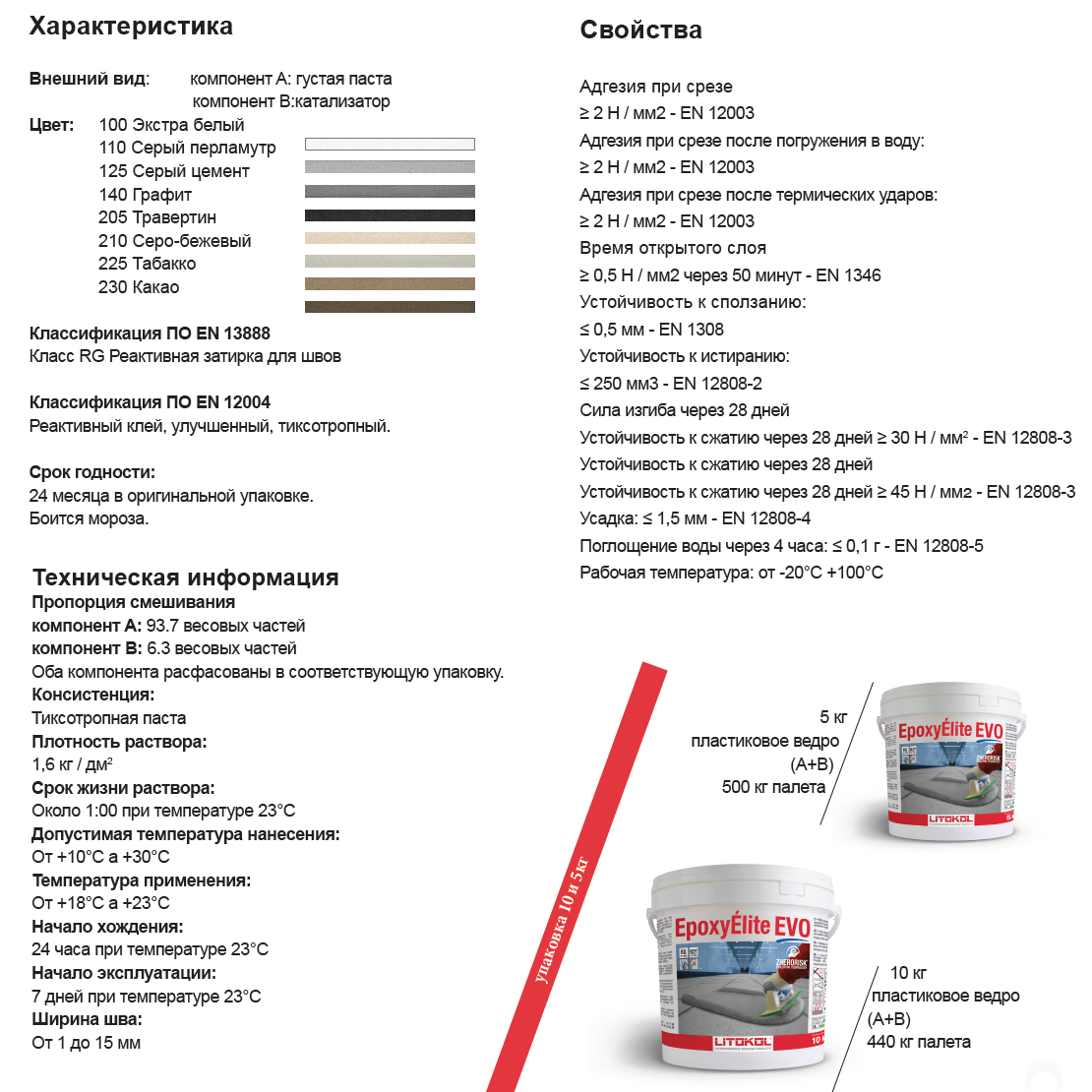 Затирка для плитки эпоксидная Litokol Epoxyelite EVO двухкомпонентная 5 кг 140 Черный графит (EEEVONGR0005) - фото 4