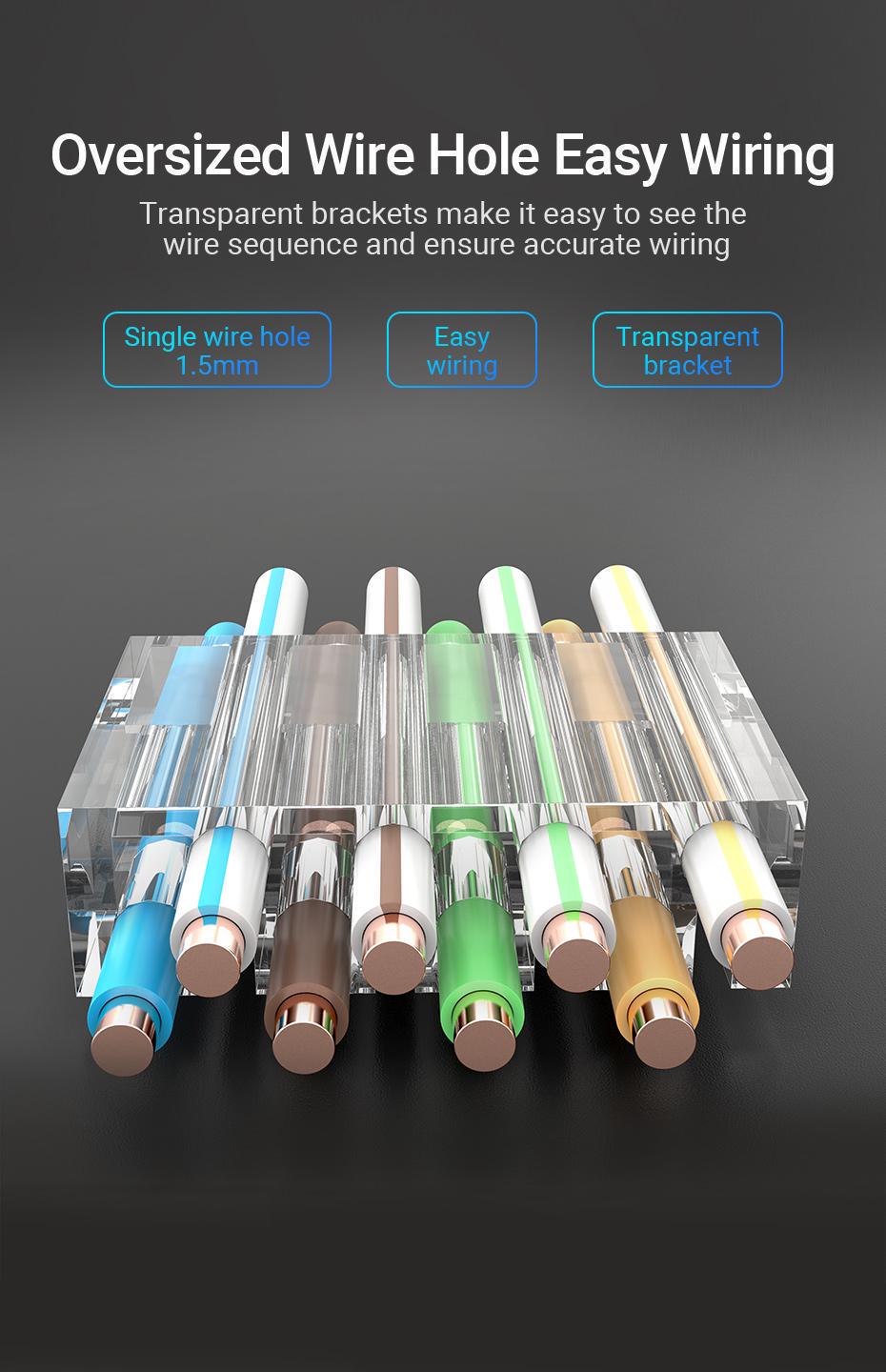 Коннектор RJ45 Vention Cat.6A UTP модульный 8P8C позолоченные контакты 50 шт. Прозрачный (IDGR0-50) - фото 3 Коннектор RJ45 Vention Cat.6A UTP модульный 8P8C позолоченные контакты 50 шт. Прозрачный (IDGR0-50) - фото 3