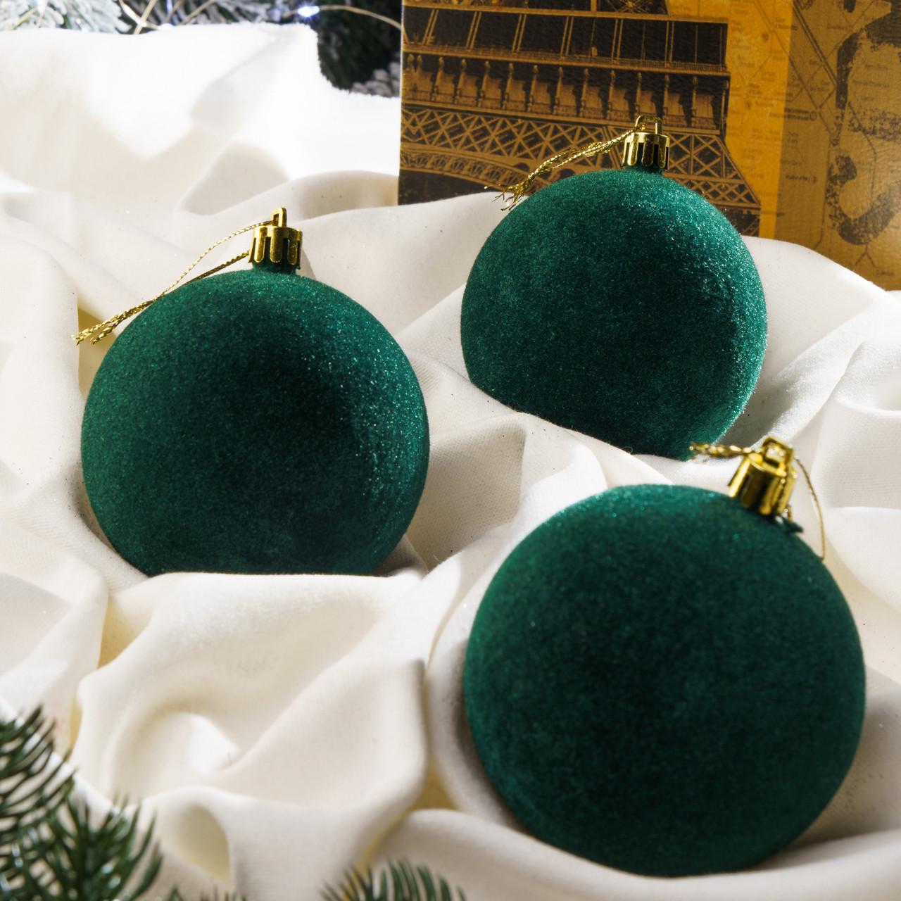 Набор шаров елочных Бархат 18 шт. D 8 см Изумрудный (2765837158) - фото 2 Набор шаров елочных Бархат 18 шт. D 8 см Изумрудный (2765837158) - фото 2
