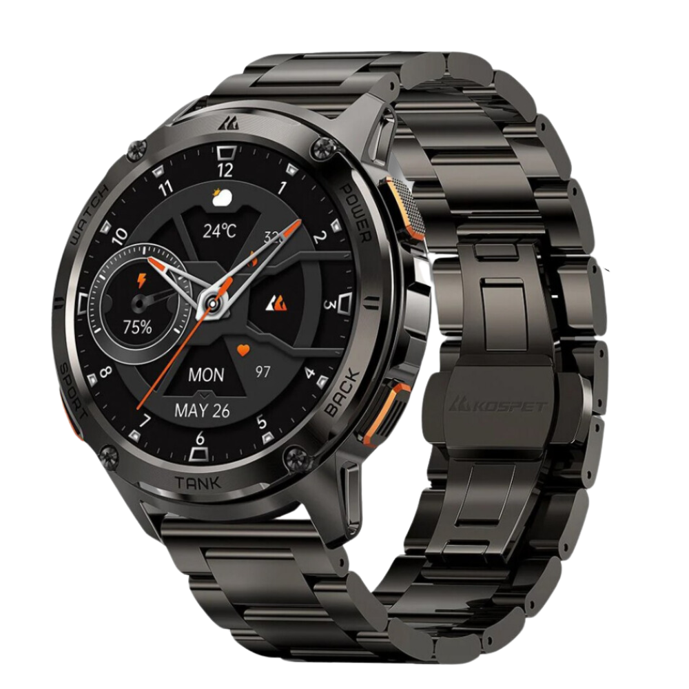 Смарт-часы круглые Kospet T3 с металлическим ремешком/водонепроницаемые/ударостойкие Черный (1077-0311)