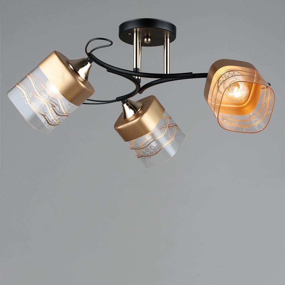 Люстра потолочная Light House SRS-19070/3 Черный/Золотой с прозрачным 