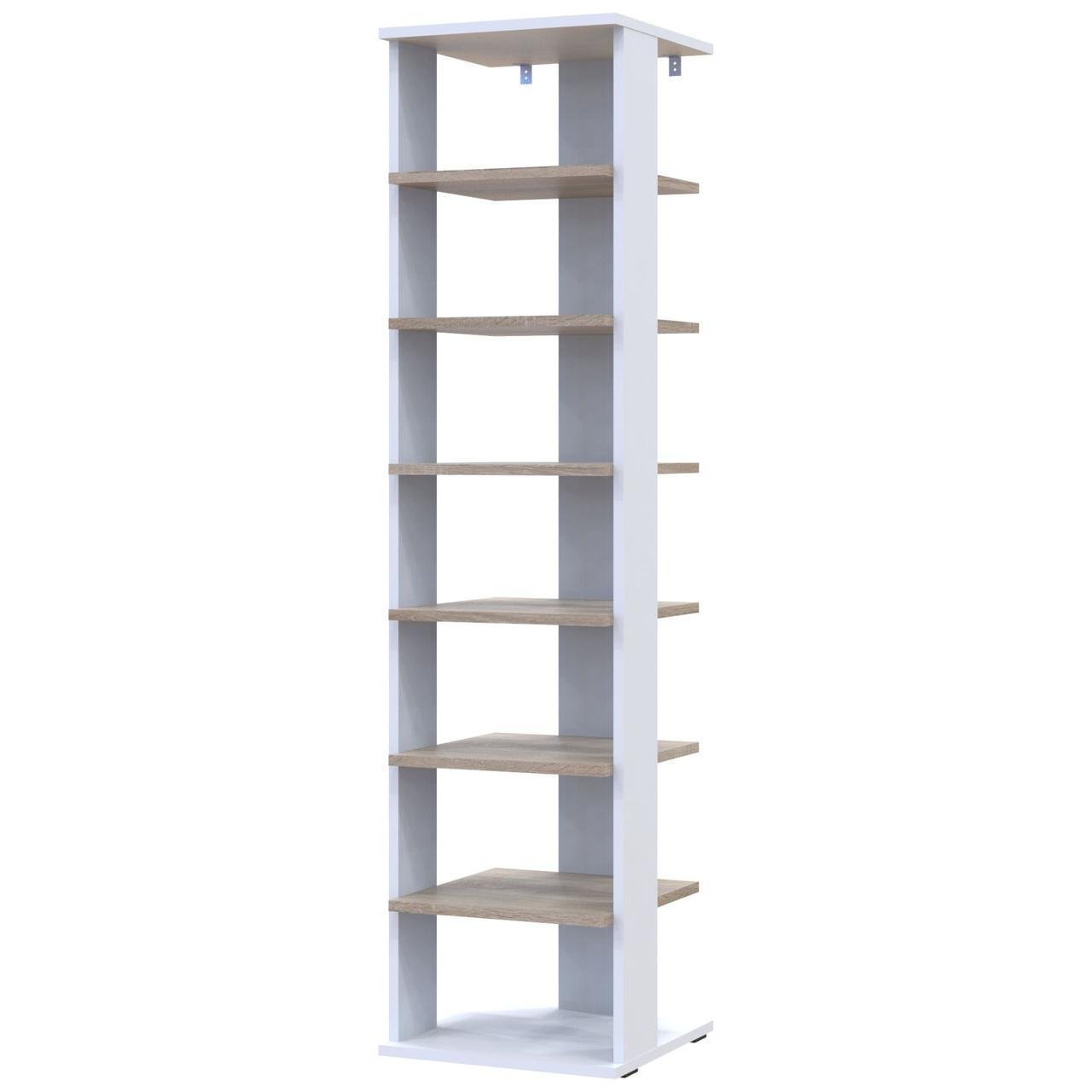 Полиця для взуття Doros Паоло 38,4х38,4х153,4 см Білий/Дуб сонома (DRS-011437) - фото 1 Полиця для взуття Doros Паоло 38,4х38,4х153,4 см Білий/Дуб сонома (DRS-011437) - фото 1