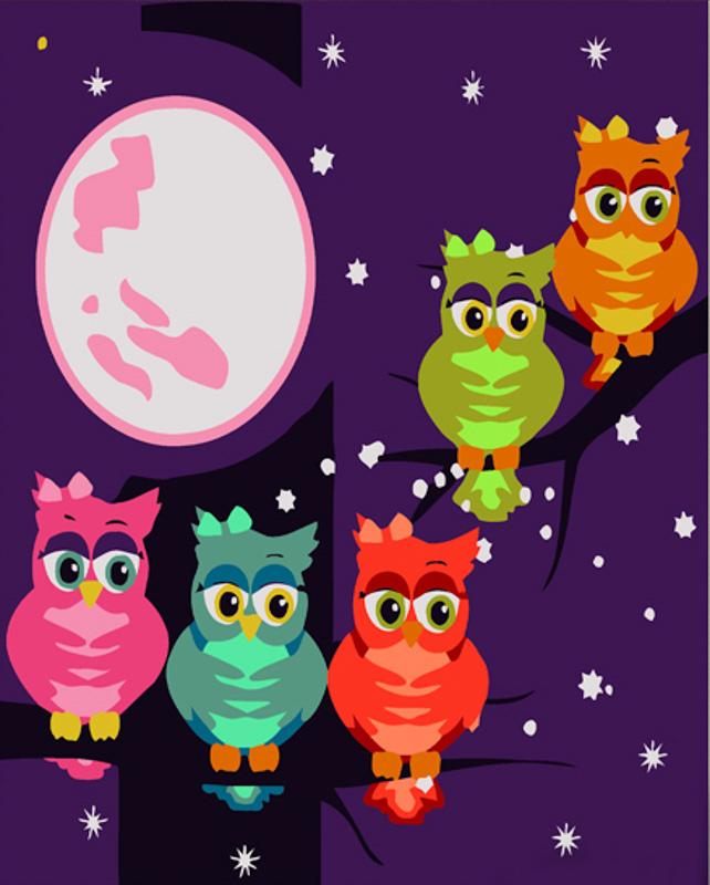 Картина по номерам Strateg Совы ночью 30x30 см (Str-ES134)