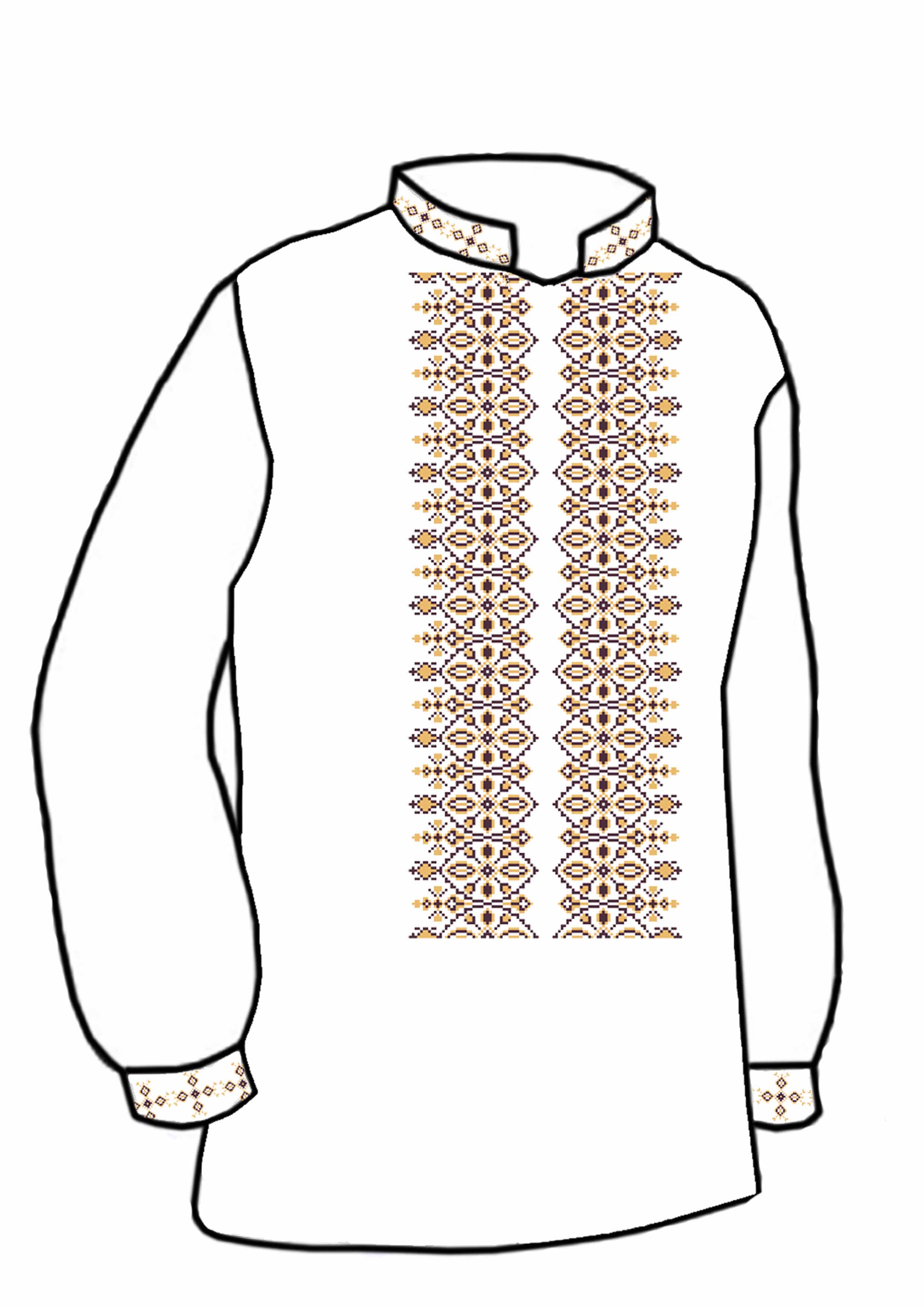 Заготовка для вишивки нитками або бісером/сорочка чоловіча не пошита СЧД-230 домоткане полотно