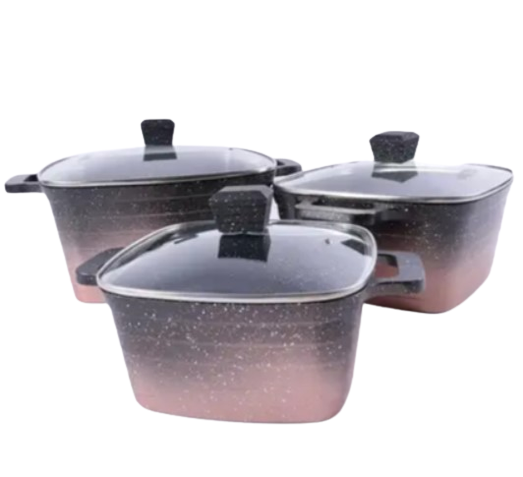 Набор кастрюль с мраморным покрытием 6 пр. Бежевый градиент (11071333)