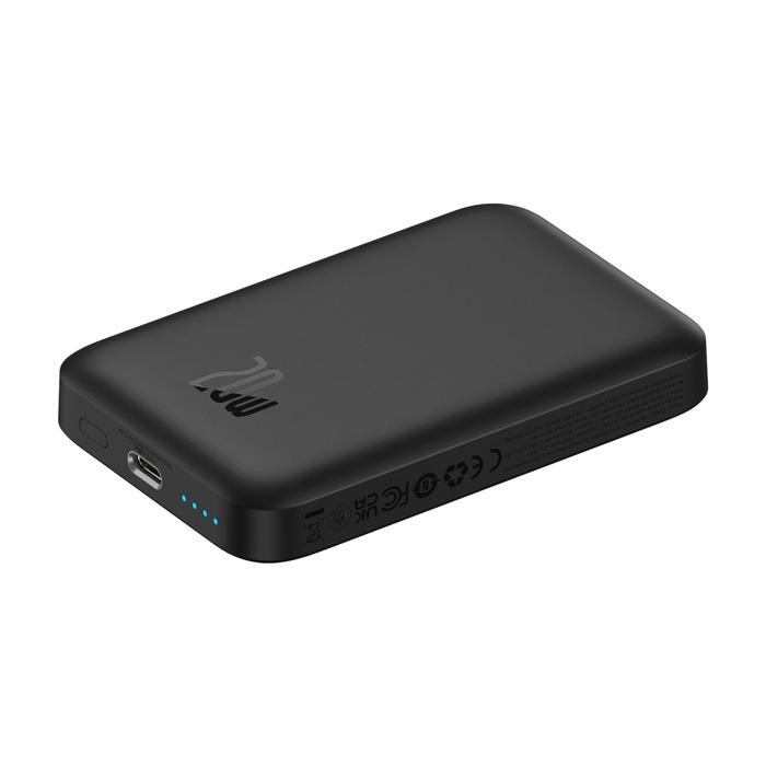 Повербанк BASEUS Magnetic Mini Air Fast Charge 6000mAh 20W с беспроводной зарядкой Qi 15W Black (P10059002113-00) - фото 4