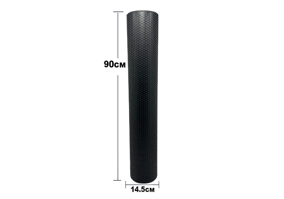 Масажний ролик EasyFit Foam Roller 90 см Чорний (EF-2034-BK) - фото 2