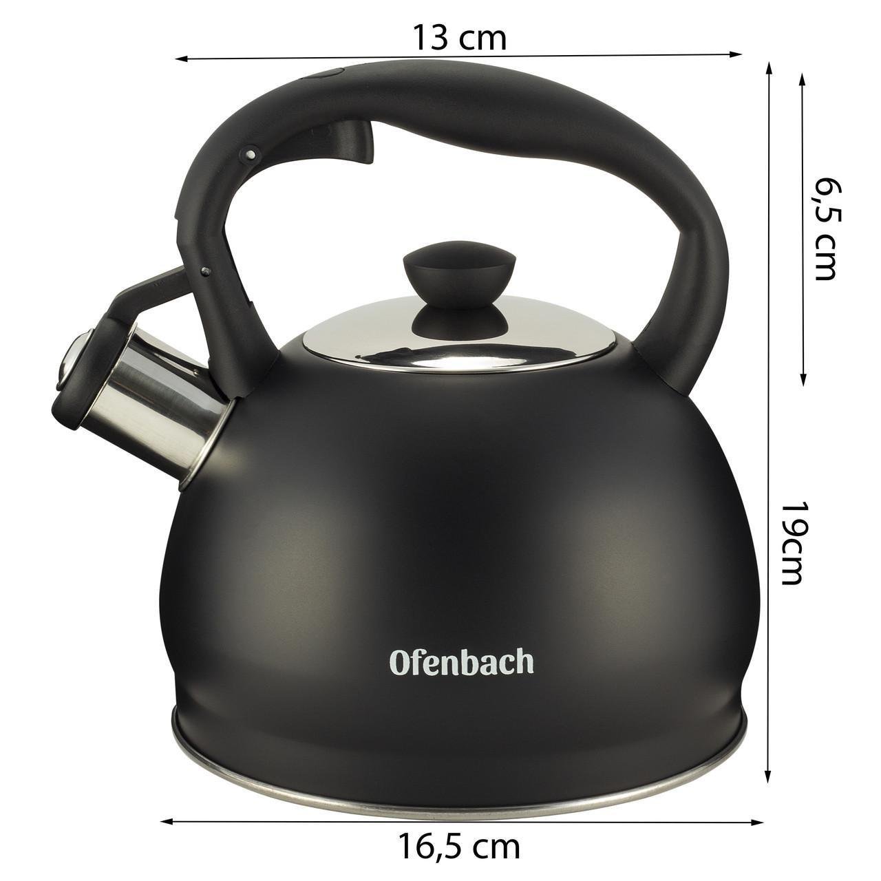 Чайник со свистком и нейлоновой ручкой Ofenbach KM-100300 из нержавеющей стали 2 л Черный (150-84-100300) - фото 4 Чайник со свистком и нейлоновой ручкой Ofenbach KM-100300 из нержавеющей стали 2 л Черный (150-84-100300) - фото 4