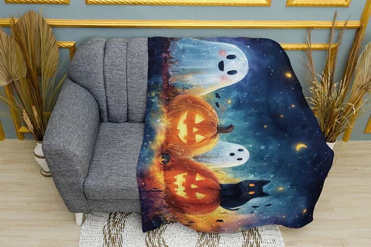 Плед Halloween Fantasy with Pumpkins плюш однослойный 135х150 см (114456)